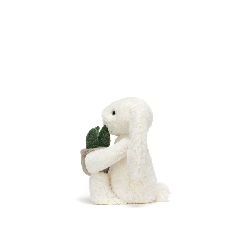 Cream Bunny with Plant