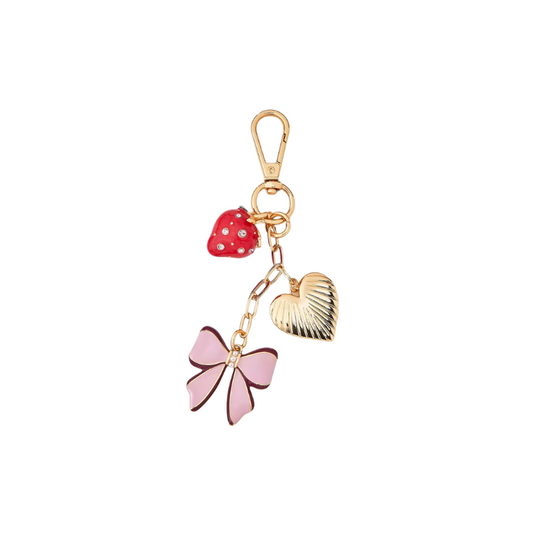 Strawberry Bow Heart Bag Charm