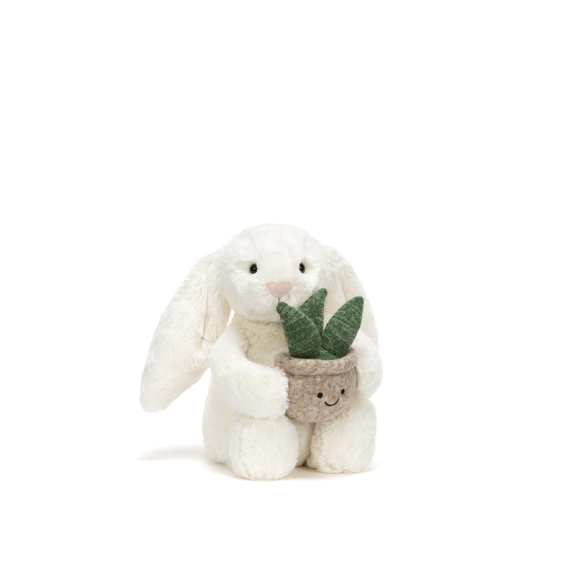 Cream Bunny with Plant